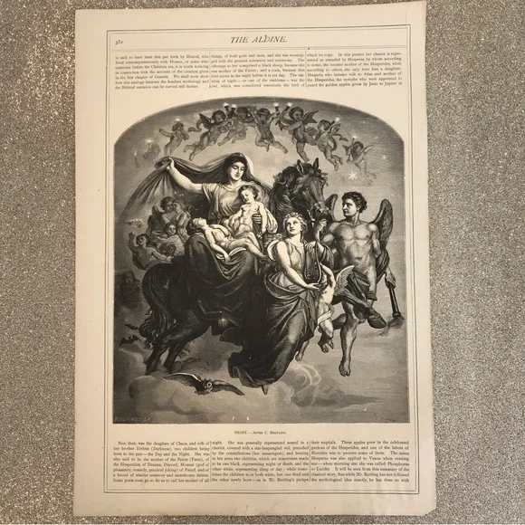 Angel Night Print by R. Brend’amour 1875 vintage art - Picture 4 of 13